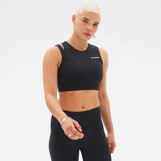 NEW BALANCE WOMENS BLACK  SPORTS BRA(WB21110)