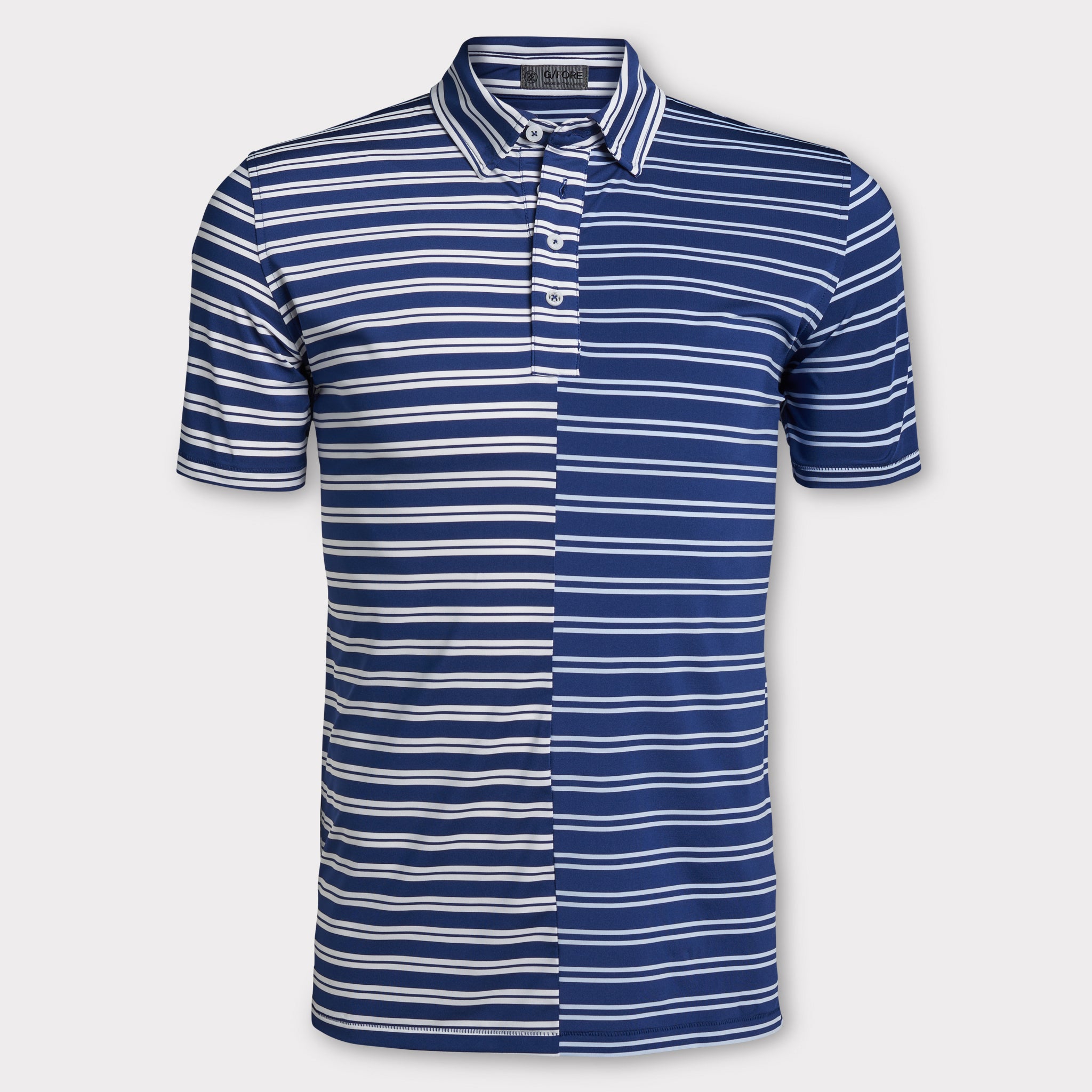 GFORE MEN OFFSET FEEDER STRIPE BUTTON DOWN POLO T-SHIRT