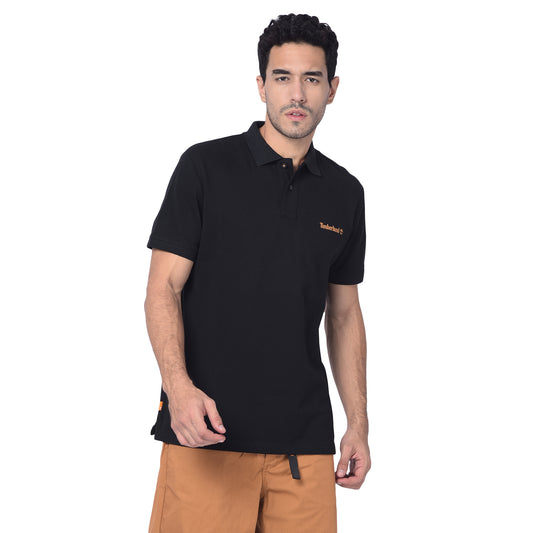 Timberland Small Logo printed Black Polo T-Shirt